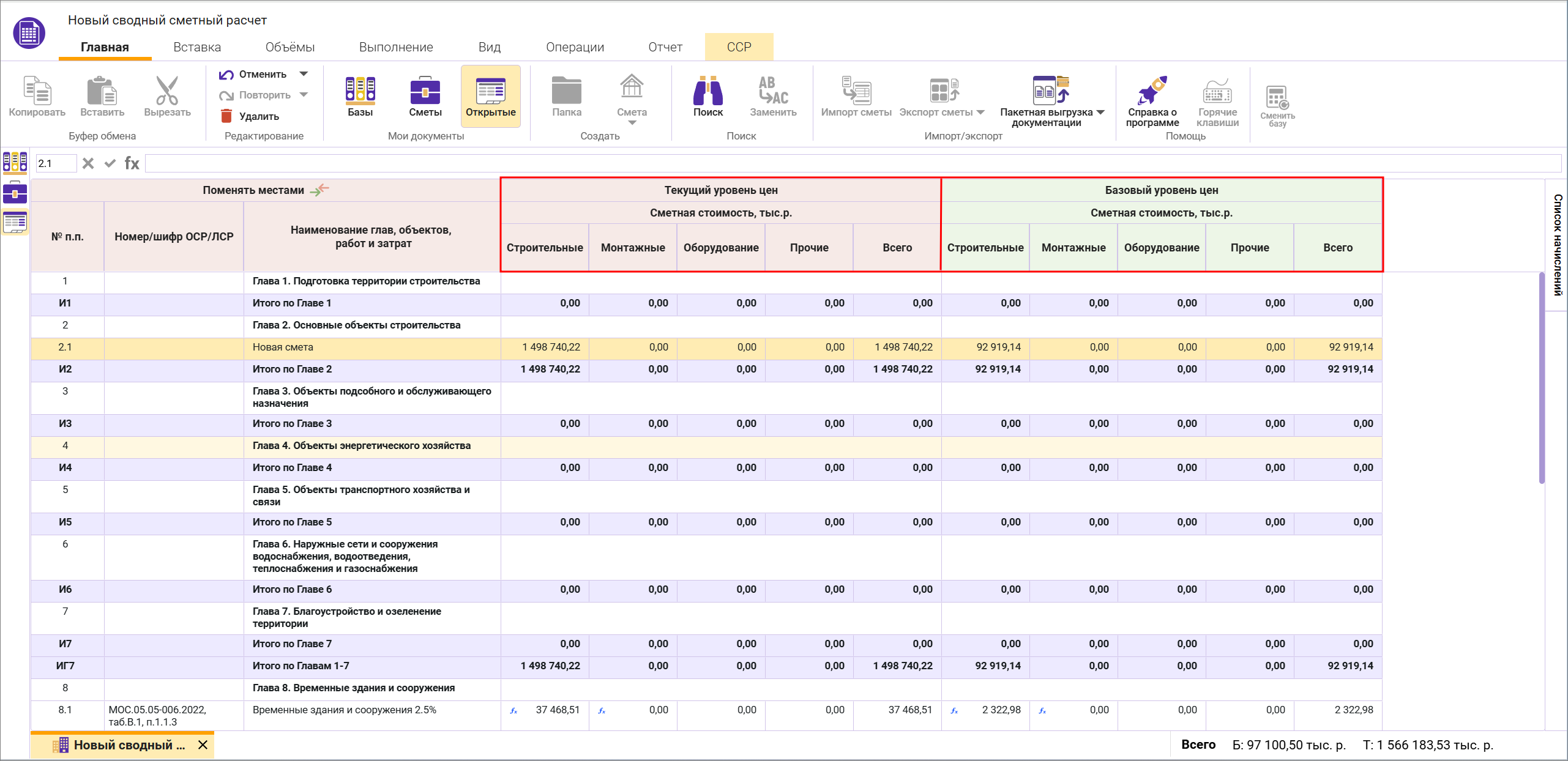 Сметный офис. Уровни цен в сводном сметном расчете